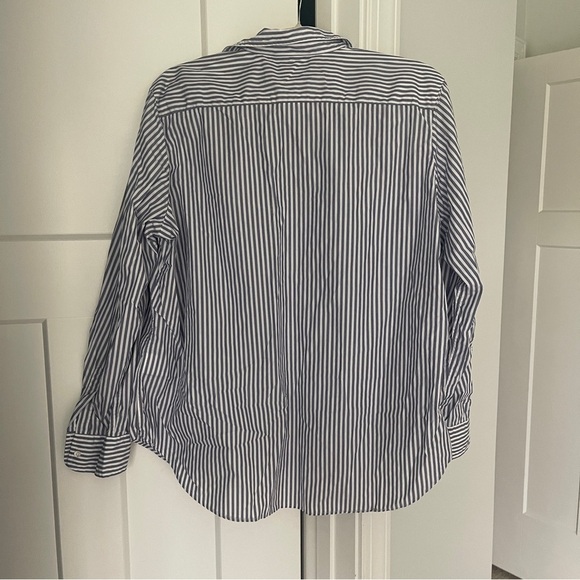 Frank & Eileen Poplin Eileen Blue White Striped Lightweight Button Down - Picture 6 of 6